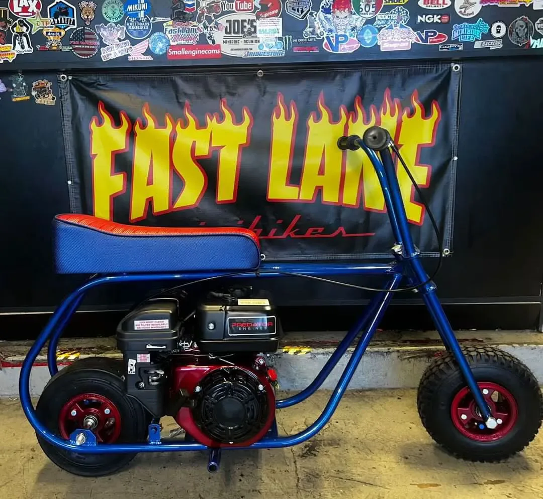 Fast Lane Bikes — Predator 212 Mini Bike | Cobalt Blue & Red Edition