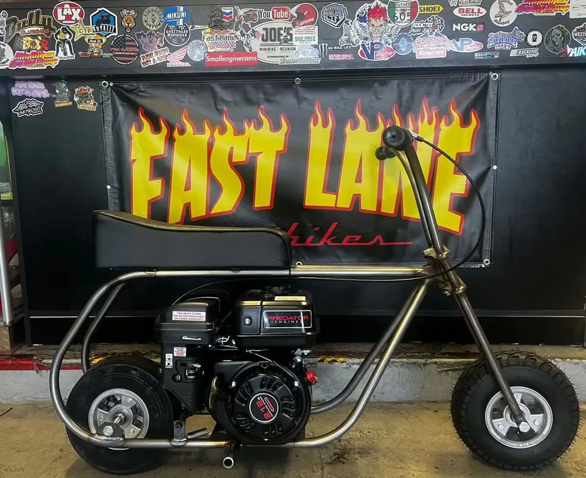 Fast Lane Bikes — Predator 212 Mini Bike | Raw Steel Gold Edition